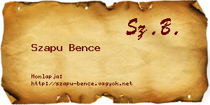 Szapu Bence névjegykártya
